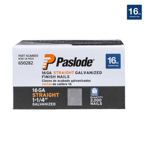 16 GA STRAIGHT 1-1/4" GALVANIZED FINISH NAILS 2000CT