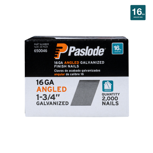 16 GA ANGLED 1-3/4" GALVANIZED FINISH NAILS 2000CT