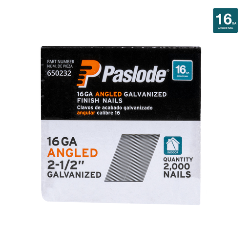 16 GA ANGLED 2-1/2" GALVANIZED FINISH NAILS 2000CT