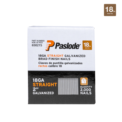 18 GA 2" STRAIGHT GALVANIZED BRAD FINISH NAILS 2000CT
