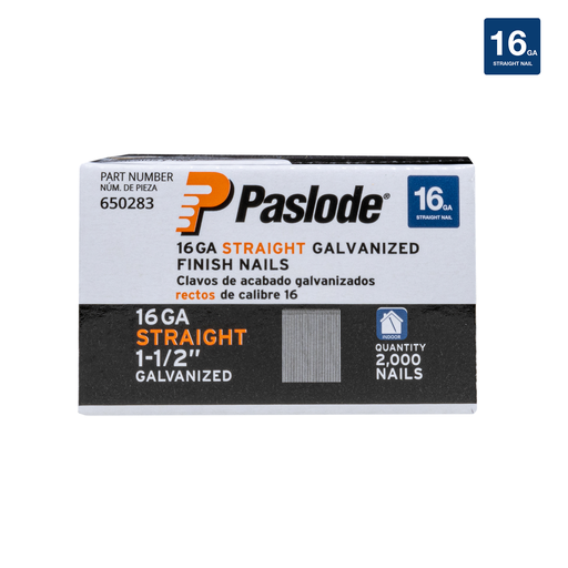 16 GA STRAIGHT 1-1/2" GALVANIZED FINISH NAILS 2000CT