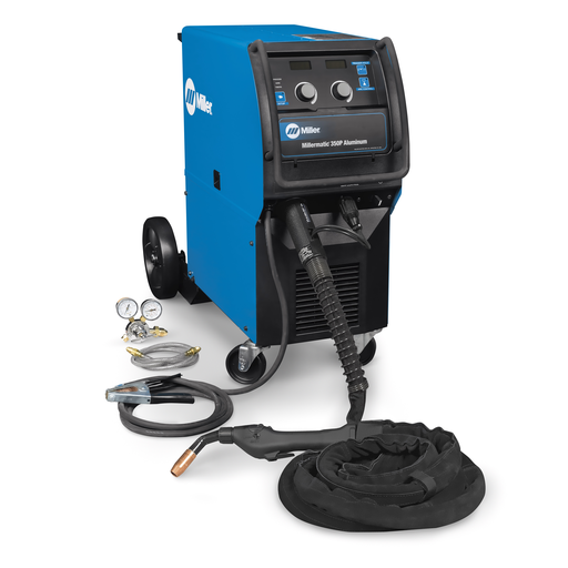 Miller Millermatic® 350P Aluminum MIG Welding System with 25ft XR-Aluma-Pro, Running Gear and Cylinder Rack 200V/230V/460V 60 Hz