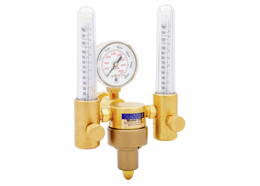 Model 356-Ar-He-580 heavy duty dual flowmeter regulator for use with Argon (Ar), Helium (He)