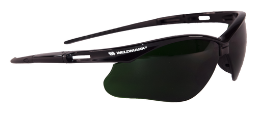 Weldmark by Jackson SG black half frame vision correcting safety glasses, with green polycarbonate scratch resistant lenses. 5.0 IRUV shade