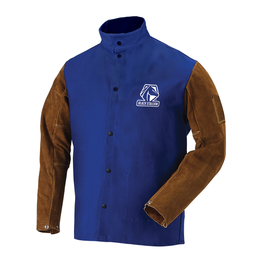 Black Stallion Royal Blue( chest) and Brown Leather Sleeve flame-resistant jacket