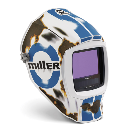 Miller Digital Infinity Blue/Brown/White Welding Helmet Variable Shades 5 - 13 Auto Darkening Lens ClearLight With Relic Graphics