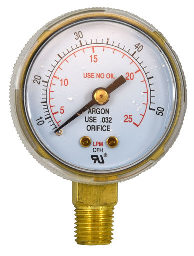 Weldmark WM320050 Flow Gauge 2 Inch 50 psi Steel with 0.25 Inch Male NPT Inlet