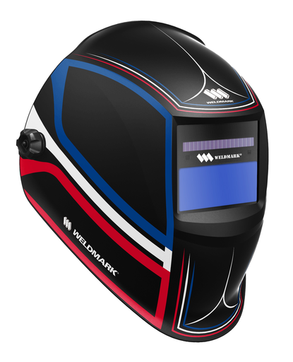 Weldmark Steel Works Racing Stripe Auto-Darkening Helmet With Real View 2.5™ light state Lens Shade Variable 9-13