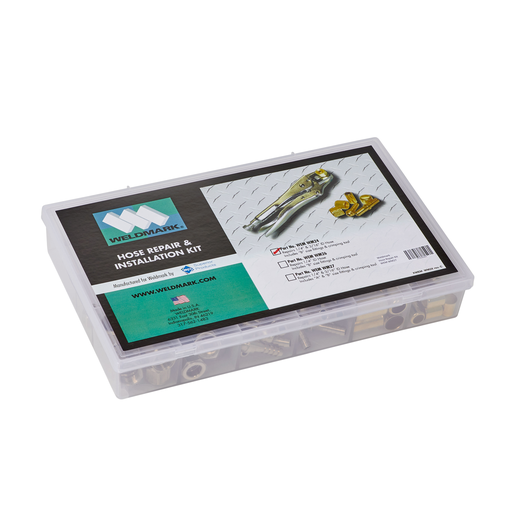 Weldmark WM24 Welding Hose Fitting Kit with KT-28 Crimping Tool, Includes B Size for 3/16 Inch & 1/4 Inch ID