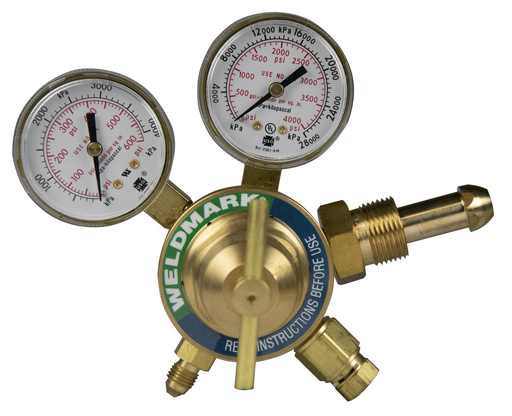 Weldmark WEM 0781-9281 Light Duty Nitrogen Regulator 10-500 psi, Brass Body, T-Handle Adjustment