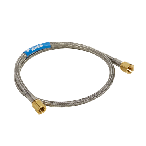 Flexible stainless steel braid, 36" length, 1/4" NPT female brass ends, 3000 psi working pressure