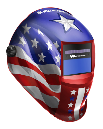 Weldmark Steel Works Stars & Stripes Auto-Darkening Helmet With Real View 2.5™ light state Lens Shade Variable 9-13