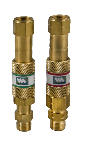 Quick connector regulator to hose set, oxygen/fuel gas B fittings brass