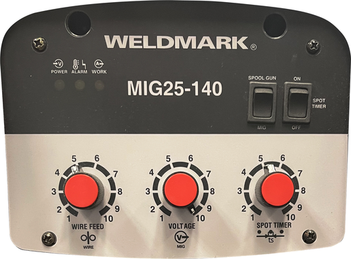 Weldmark MIG25-140 MIG Welder with Flowgauge regulator and mig gun assembly 120V 60 Hz