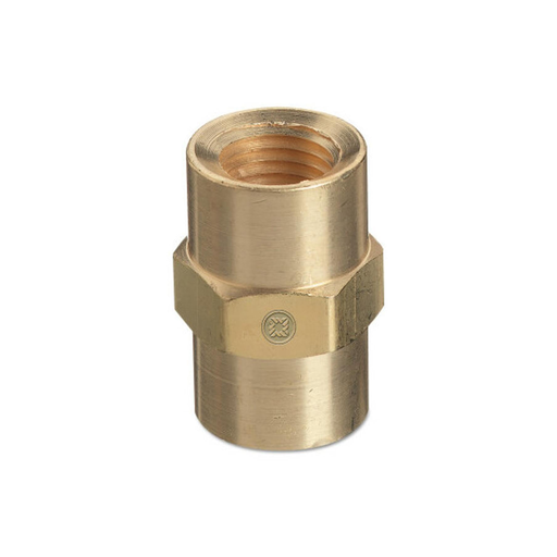 Pipe thread coupler, brass 1/2" FNPT x 1/2" FNPT