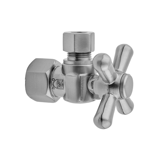 Quarter Turn Angle Pattern 3/8" IPS x 3/8" O.D. Supply Valve with Standard Cross Handle, Tristan Brass (TB)