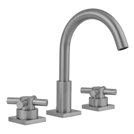 Uptown Contempo Faucet with Square Escutcheons & Low Contempo Cross Handles, Satin Nickel (SN)