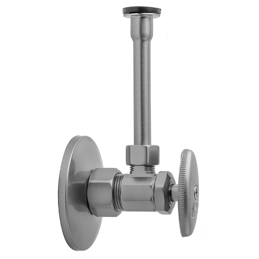 Multi Turn Angle Pattern 5/8" O.D. Compression (Fits 1/2" Copper) x 3/8" O.D. Toilet Supply Kit with Oval Handle, 12" Supply Tube, Escutcheon, Antique Brass (AB)