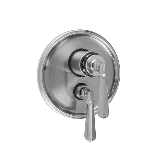 Round Step Plate with Hex Lever Thermostatic Valve and Hex Lever Volume Control Trim for 1/2" Thermostatic Valve with Integral Volume Control (J-THVC12), Polished Copper (PCU)
