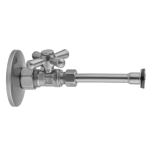 Quarter Turn Straight Pattern 5/8" O.D. Compression (Fits 1/2" Copper) x 3/8" O.D. Toilet Supply Kit with Oval Handle, 12" Supply Tube, Cover Tube, Escutcheon, Antique Brass (AB)