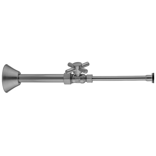 Quarter Turn Straight Pattern 5/8" O.D. Compression (Fits 1/2" Copper) x 3/8" O.D. Toilet Supply Kit Contempo Cross, 20" Supply Tube, Cover Tube, Escutcheon, Antique Copper (ACU)