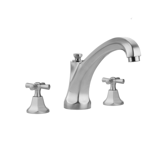 Astor Roman Tub Set with High Spout and Hex Cross Handles, Polished Copper (PCU)