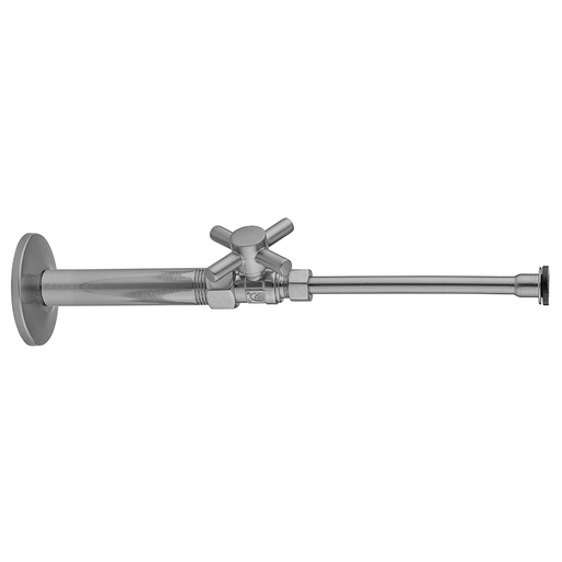 Quarter Turn Straight Pattern 3/8" IPS x 3/8" O.D. Toilet Supply Kit with Contempo Cross Handle, 12" Supply Tube, Escutcheon, Satin Nickel (SN)
