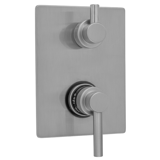 Rectangle Plate with Contempo Low Lever Thermostatic Valve with Contempo Short Peg Built-in 2-Way Or 3-Way Diverter/Volume Controls (J-TH34-686 / J-TH34-687 / J-TH34-688 / J-TH34-689), Jewelers Gold (JG)
