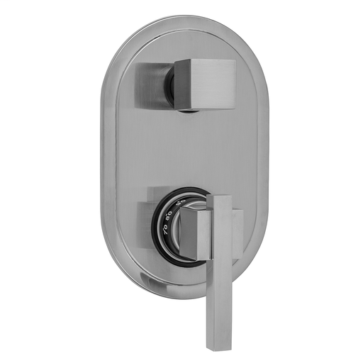 Oval Plate with CUBIX® Lever Thermostatic Valve with CUBIX® Cube Built-in 2-Way Or 3-Way Diverter/Volume Controls (J-TH34-686 / J-TH34-687 / J-TH34-688 / J-TH34-689), Pewter (PEW)
