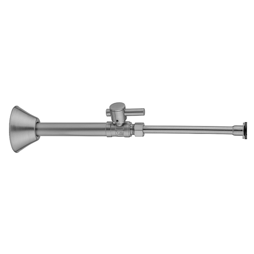 Quarter Turn Straight Pattern 1/2" Copper (Sweat Fit) x 3/8" O.D. Toilet Supply Kit with Contempo Lever Handle, 12" Supply Tube, Escutcheon, Polished Brass (PB)