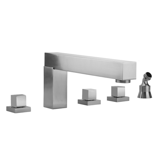 CUBIX® Roman Tub Set with Cube Handles and Angled Handshower Holder, Polished Gold (PG)