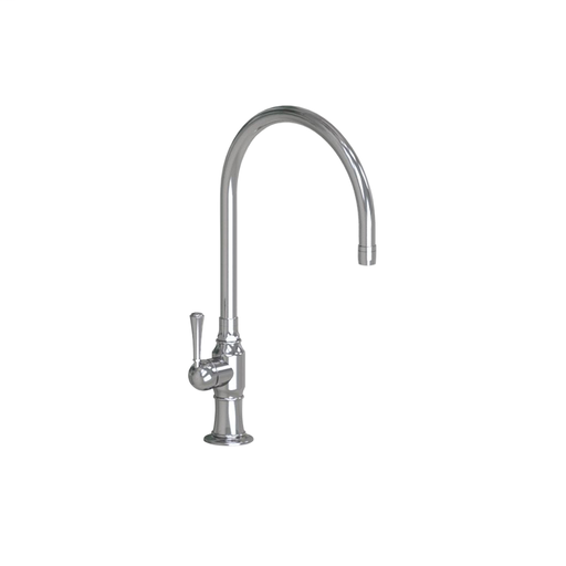 10" Deck Mount Single Hole Swivel Bar Faucet Spout with Left Metal Traditional Lever, Brushed Stainless (BSS)