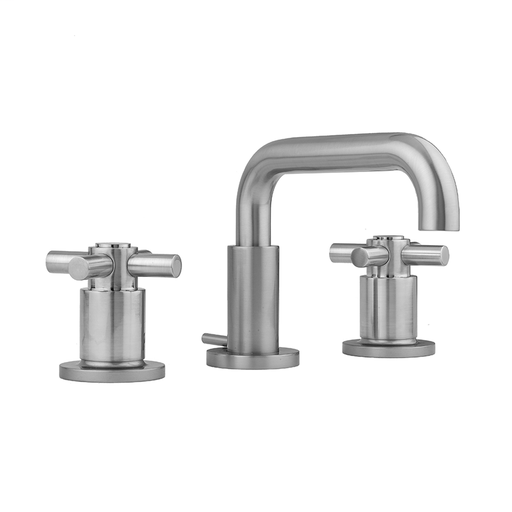 Downtown Contempo Faucet with Round Escutcheons & Contempo Cross Handles & Fully Polished & Plated Pop-Up Drain, Black Nickel (BKN)