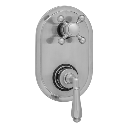 Oval Plate with Smooth Lever Thermostatic Valve with Ball Cross Built-in 2-Way Or 3-Way Diverter/Volume Controls (J-TH34-686 / J-TH34-687 / J-TH34-688 / J-TH34-689), Bombay Gold (BG)