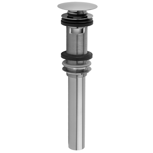 Finger Touch Round Lavatory Drain with Overflow, Satin Chrome (SC)