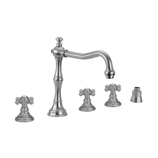 Roaring 20's Roman Tub Set with Ball Cross Handles and Straight Handshower Mount, Polished Nickel (PN)