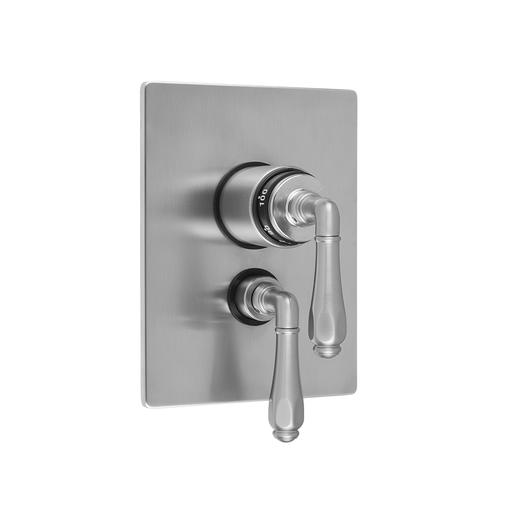 Rectangle 2-Hole Plate With Smooth Lever Trim For 1/2" Thermostatic Valve With Integral Volume Control (J-THVC12), White (WH)