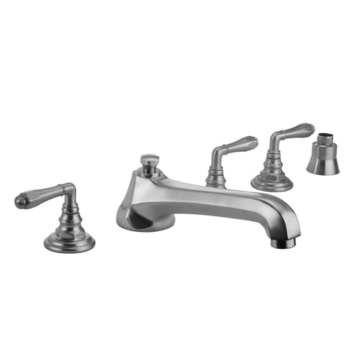 Westfield Roman Tub Set with Low Spout and Smooth Lever Handles and Straight Handshower Mount, Polished Copper (PCU)