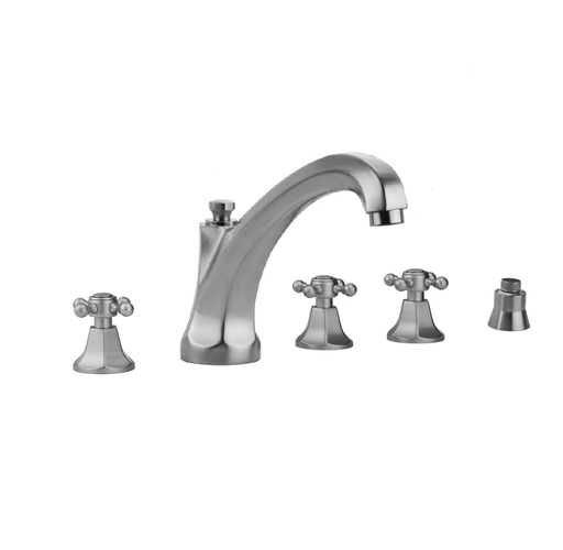 Astor Roman Tub Set with High Spout and Ball Cross Handles and Straight Handshower Mount, Vintage Bronze (VB)