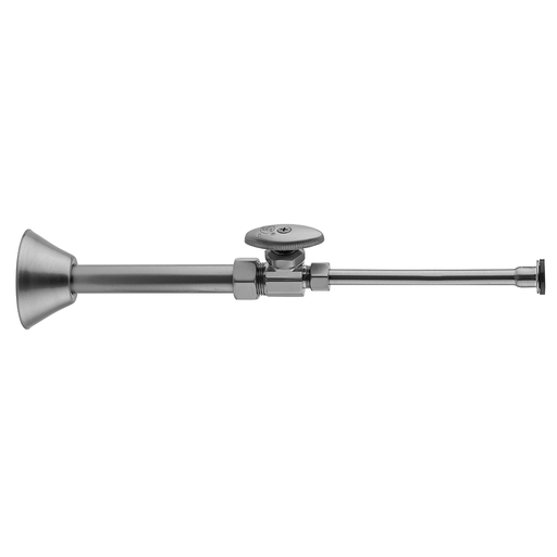 Multi Turn Straight Pattern 5/8" O.D. Compression (Fits 1/2" Copper) x 3/8" O.D. Toilet Supply Kit with Oval Handle, 12" Supply Tube, Cover Tube, Escutcheon, Polished Nickel (PN)