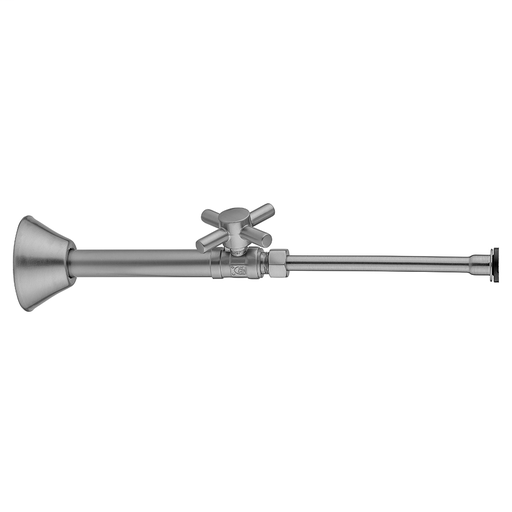 Quarter Turn Straight Pattern 1/2" Copper (Sweat Fit) x 3/8" O.D. Toilet Supply Kit with Contempo Cross Handle, 12" Supply Tube, Escutcheon, Pewter (PEW)