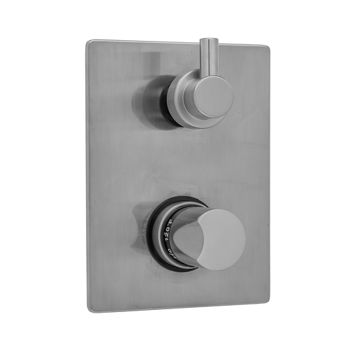 Rectangle Plate with Thumb Thermostatic Valve with Contempo Short Peg Lever Built-in 2-Way Or 3-Way Diverter/Volume Controls (J-TH34-686 / J-TH34-687 / J-TH34-688 / J-TH34-689), Jewelers Gold (JG)