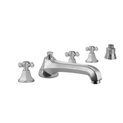 Astor Roman Tub Set with Low Spout and Ball Cross Handles and Straight Handshower Mount, Oil-Rubbed Bronze (ORB)