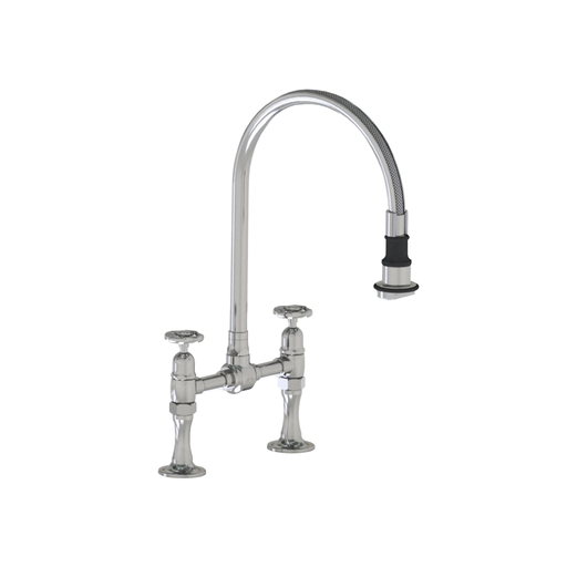 Deck Mount Pull-Off Spray with 10" Swivel Spout with Metal Wheel, Polished Stainless (PSS)
