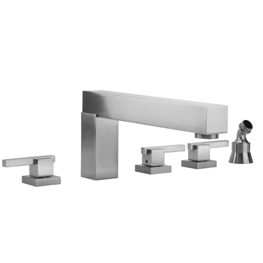 CUBIX® Roman Tub Set with CUBIX® Lever Handles and Angled Handshower Holder, Polished Nickel (PN)