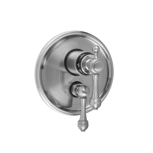 Round Step Plate with Majesty Lever Thermostatic Valve and Majesty Lever Volume Control Trim for 1/2" Thermostatic Valve with Integral Volume Control (J-THVC12), Polished Gold (PG)