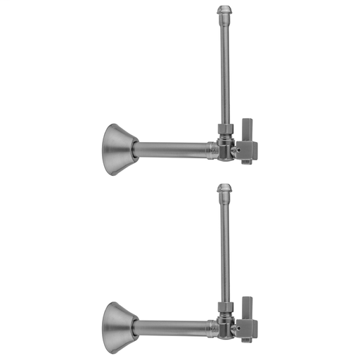 Quarter Turn Angle Pattern 1/2" Copper (Sweat Fit) x 3/8" O.D. Faucet Supply Kit with Square Lever Handle, 20" Supply Tubes & Bell Escutcheons, White (WH)