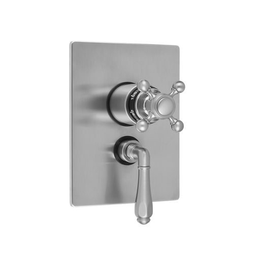 Rectangle Plate with Ball Cross Thermostatic Valve and Smooth Lever Volume Control Trim for 1/2" Thermostatic Valve with Integral Volume Control (J-THVC12), White (WH)