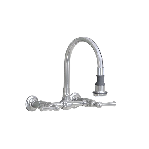 Wall Mount Pull-Off Spray with 8" Swivel Spout with Metal Wheel, Polished Stainless (PSS)