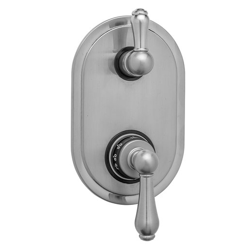 Oval Plate with Regency Thermostatic Valve with Regency Peg Lever Built-in 2-Way Or 3-Way Diverter/Volume Controls (J-TH34-686 / J-TH34-687 / J-TH34-688 / J-TH34-689), Satin Chrome (SC)